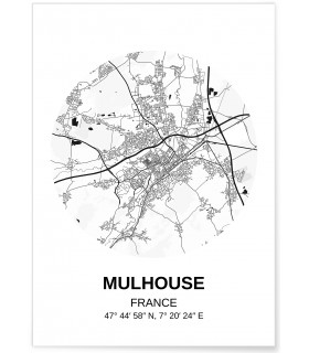 Affiche Carte Mulhouse