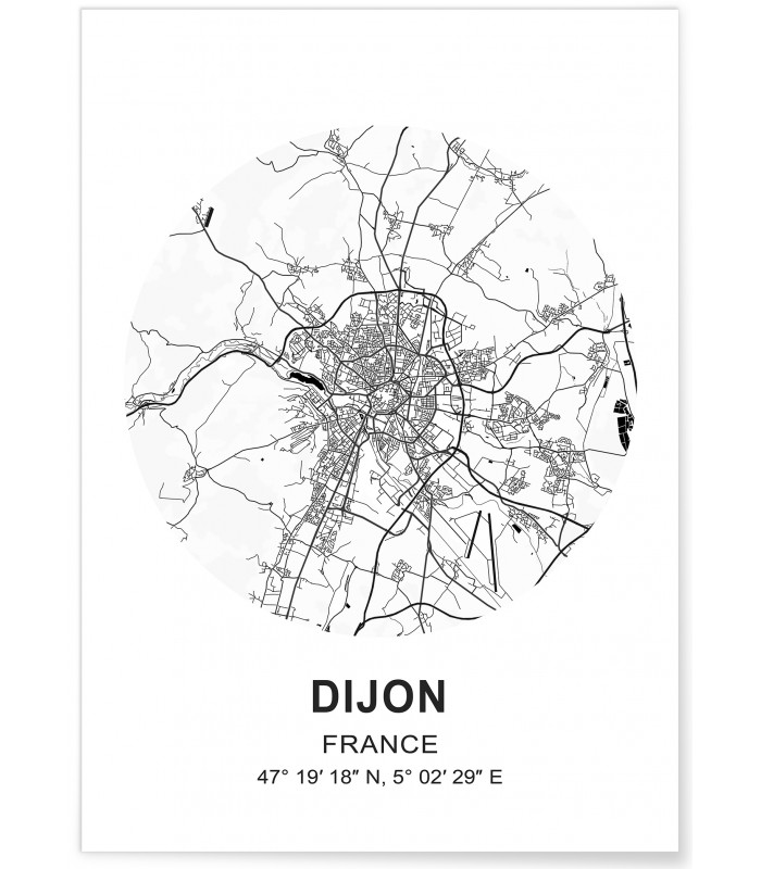 Affiche Carte Dijon