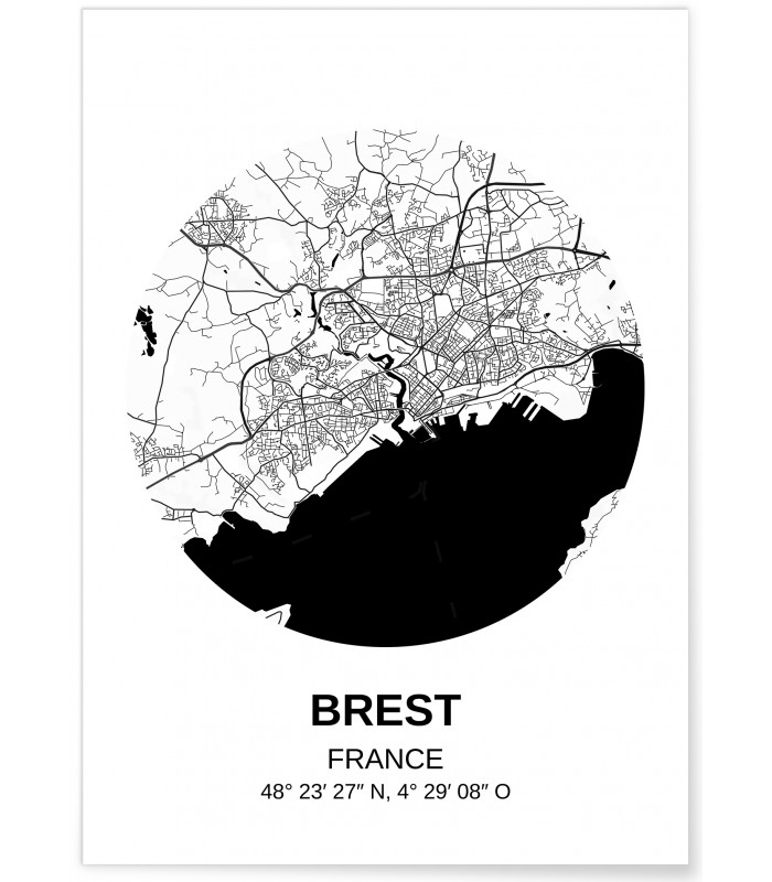 Affiche Carte Brest