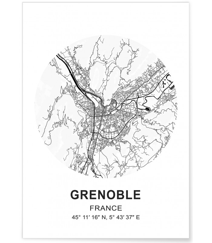 Affiche Carte Grenoble