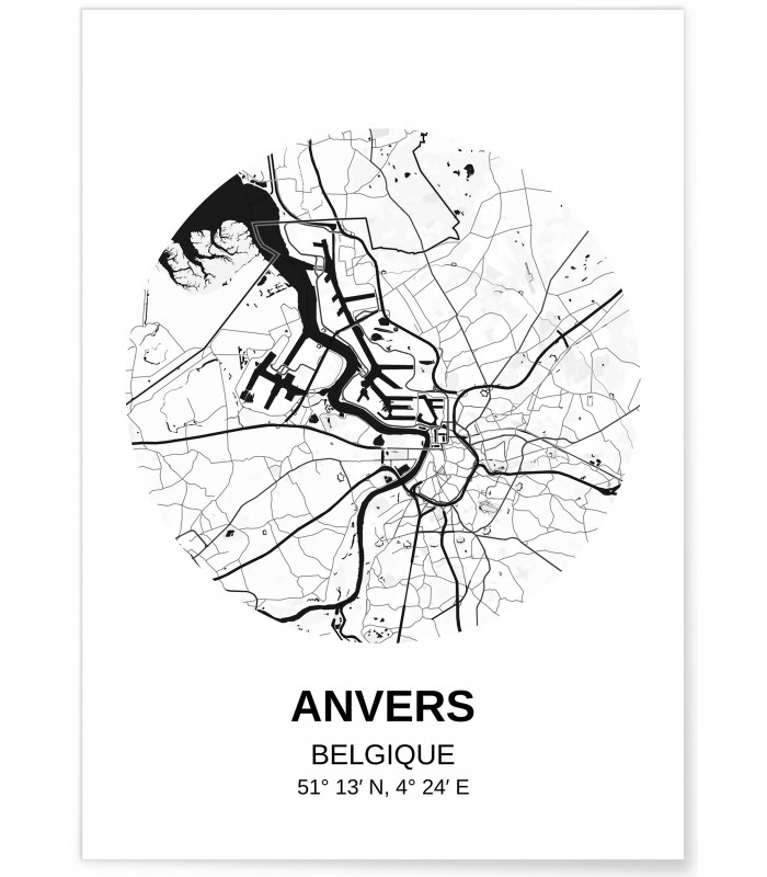 Affiche Carte Anvers