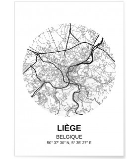 Affiche Carte Liège