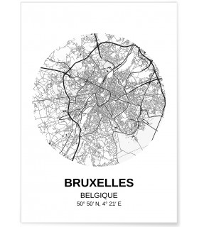 Affiche Carte Bruxelles