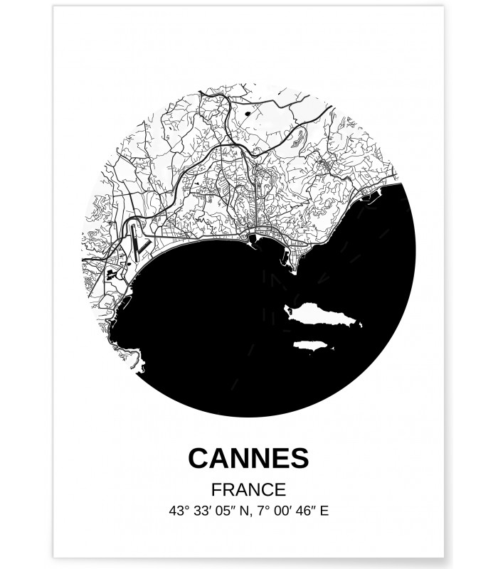 Affiche Carte Cannes