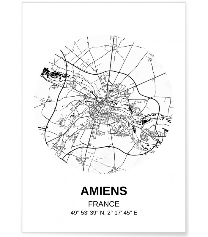 Affiche Carte Amiens