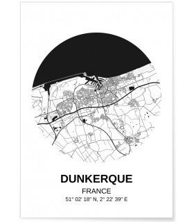 Affiche Carte Dunkerque