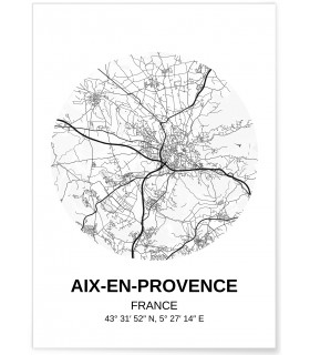 Affiche Carte Aix-en-Provence