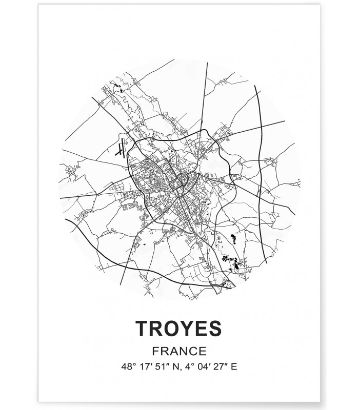 Affiche Carte Troyes