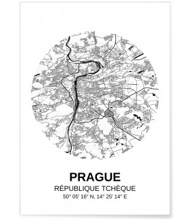 Affiche Carte Prague