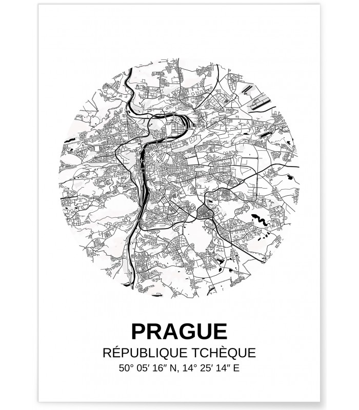 Affiche Carte Prague