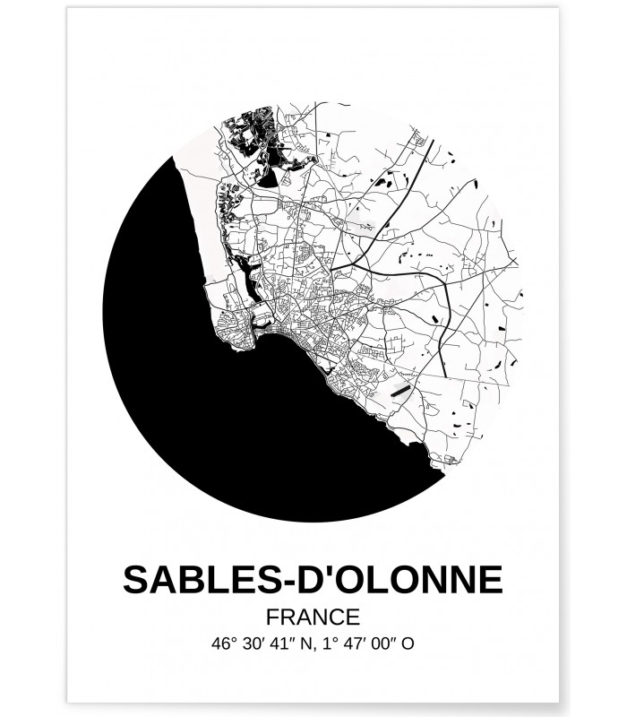 Affiche Carte Sables d'Olonne