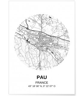 Affiche Carte Pau