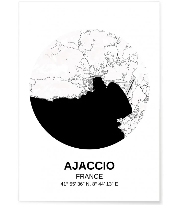 Affiche Carte Ajaccio