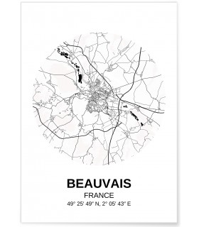 Affiche carte Beauvais