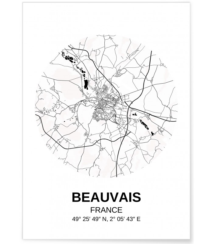 Affiche carte Beauvais