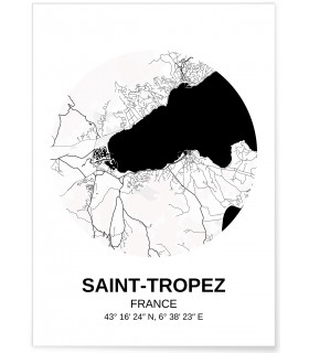 Affiche carte Saint-Tropez