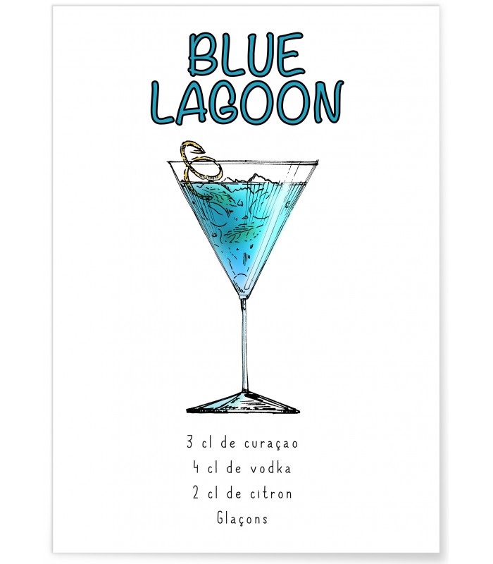 Affiche Cocktail Blue Lagoon