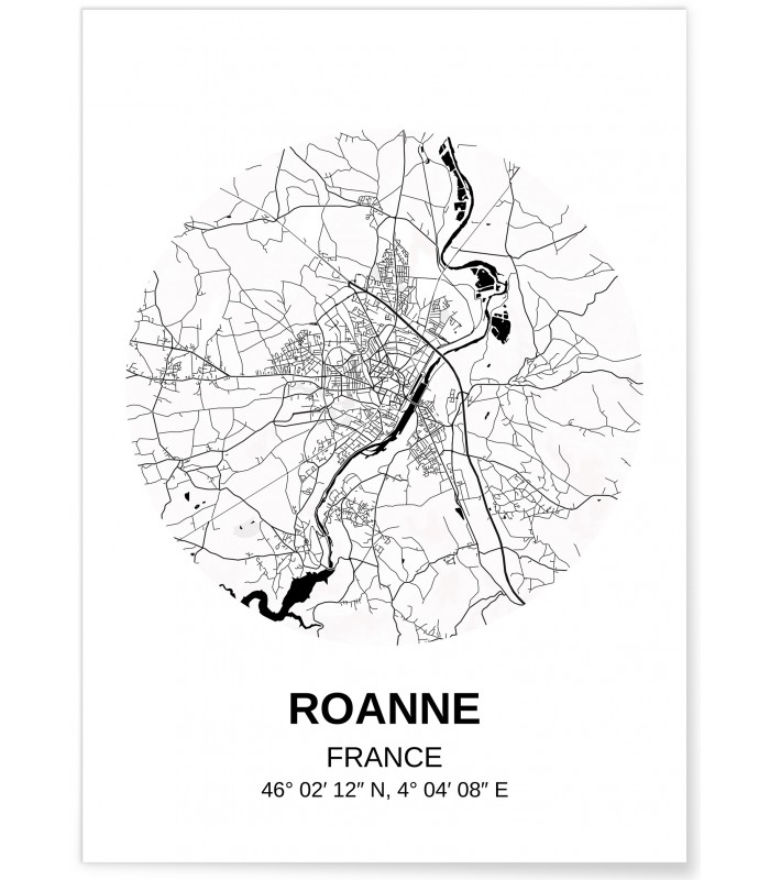 Affiche Carte Roanne