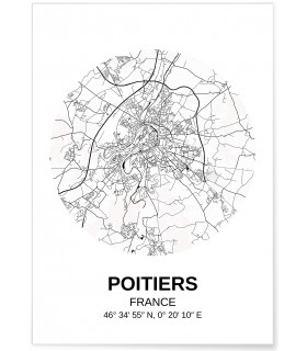 Affiche Carte Poitiers
