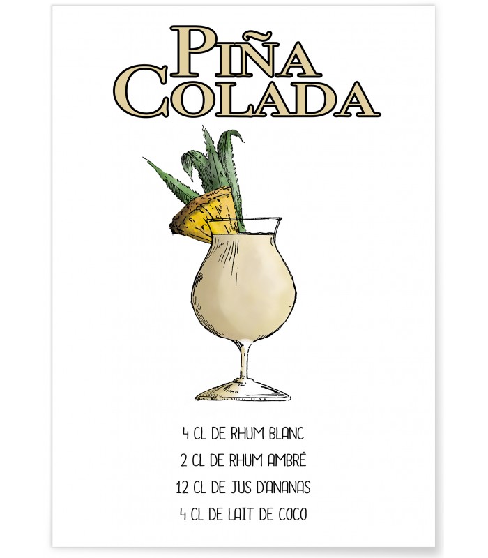 Affiche Cocktail Piña colada