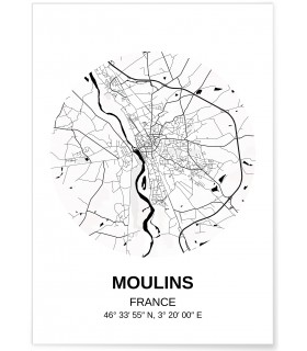 Affiche Carte Moulins