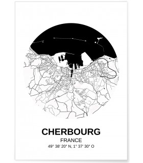 Affiche Carte Cherbourg