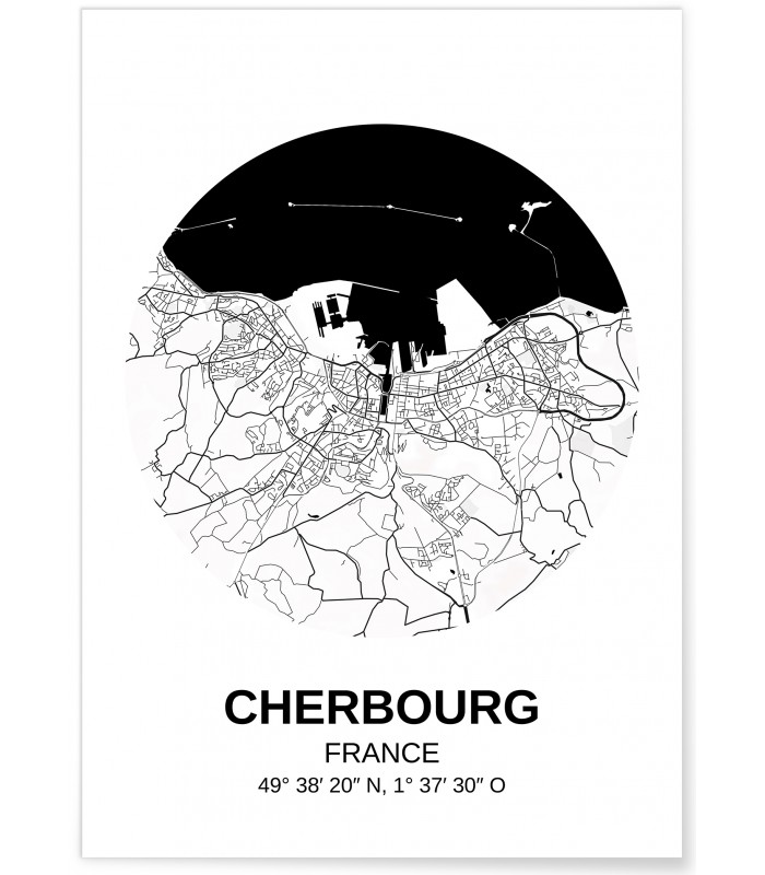 Affiche Carte Cherbourg