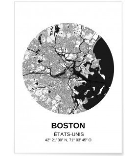 Affiche Carte Boston