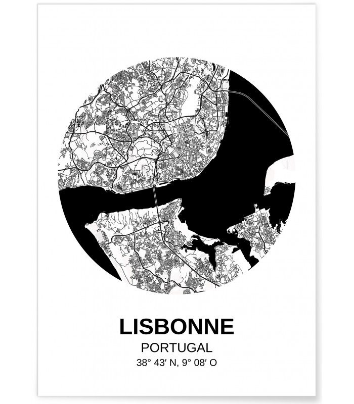 Affiche Carte Lisbonne