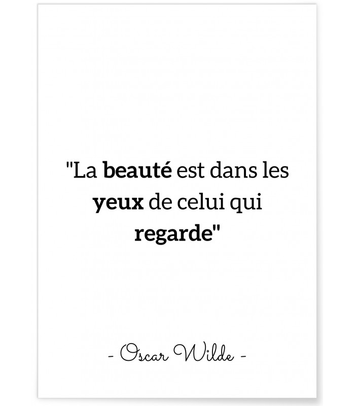 Affiche Oscar Wilde "La beauté est dans les yeux..."