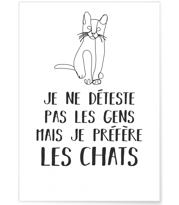 Affiche "Je préfère les chats..."