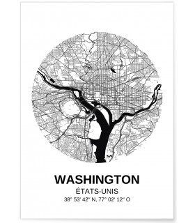 Affiche Carte Washington