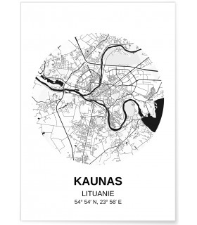 Affiche Carte Kaunas