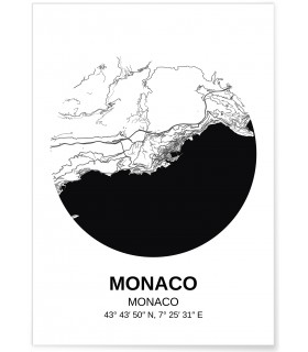 Affiche Carte Monaco