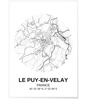 Affiche Carte Le Puy-en-Velay