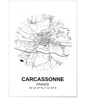 Affiche Carte Carcasonne