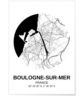 Affiche Carte Boulogne-sur-Mer