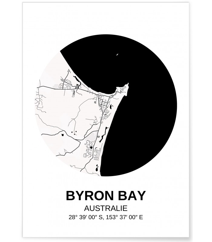 Affiche Carte Byron Bay