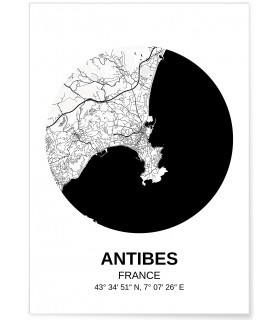 Affiche Carte Antibes