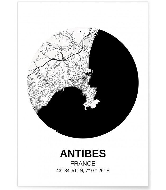 Affiche Carte Antibes