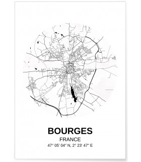 Affiche Carte Bourges