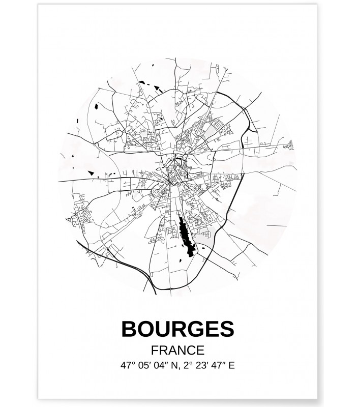 Affiche Carte Bourges