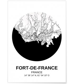 Affiche Carte Fort-de-France
