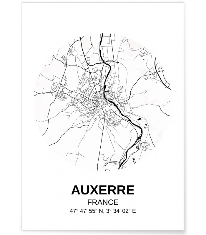 Affiche Carte Auxerre