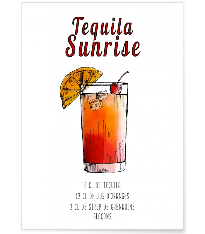 Affiche Cocktail Tequila Sunrise