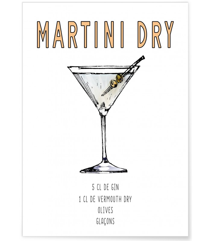 Affiche Cocktail Martini Dry