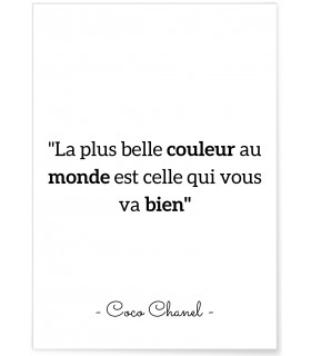 Affiche Coco Chanel : "La plus belle couleur..."