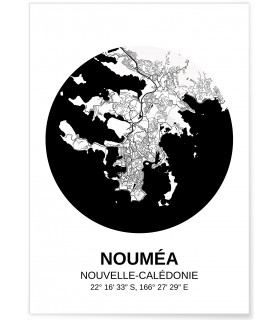 Affiche Carte Nouméa