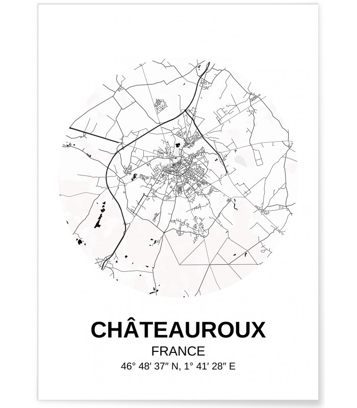 Affiche Carte Châteauroux