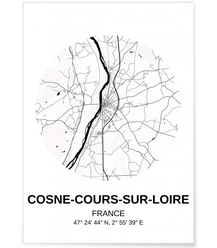 Affiche Carte Cosne-Cours-sur-Loire